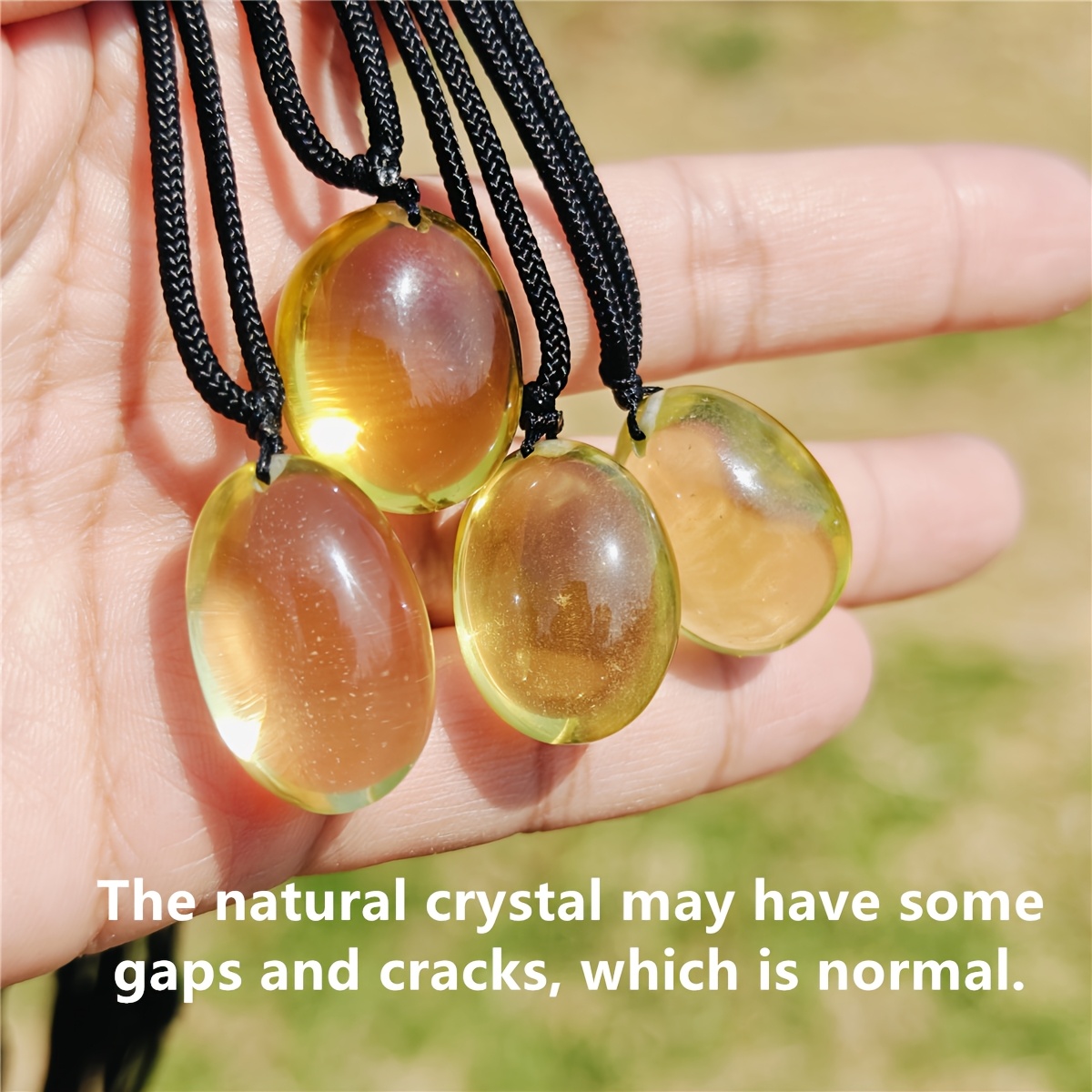 Women's High-Quality Natural Polished Yellow Quartz Pendant Necklace
